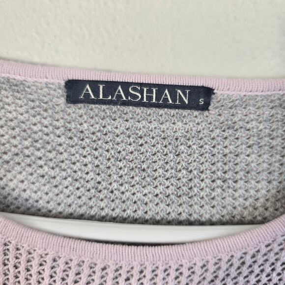 Alashan Top Women's S Pink Gray Waffle Weave Cotton Cashmere Athleisure Casual - Picture 3 of 5